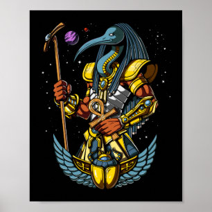Thoth Egyptian God Ankh Scarab Ancient Symbol Poster