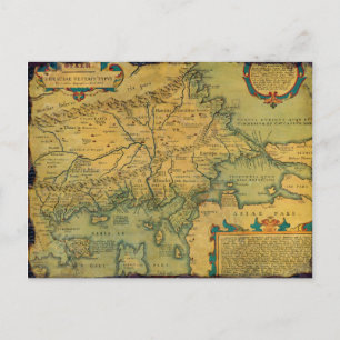 Thraciae Veteris Typvs Map door Abraham Ortelius Briefkaart