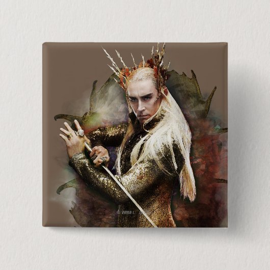 Thranduil met zwaard vierkante button 5,1 cm (Voorkant)