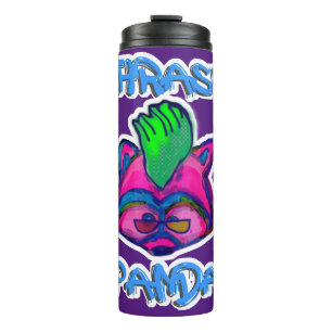 Thrash Panda Neon Punk Racoon Cartoon Thermosbeker