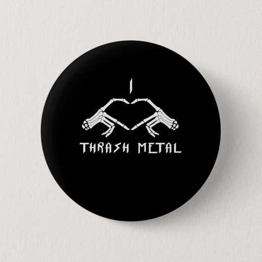 Thrash Skeleton Hands Heart Classic Ronde Button 5,7 Cm (Voorkant)