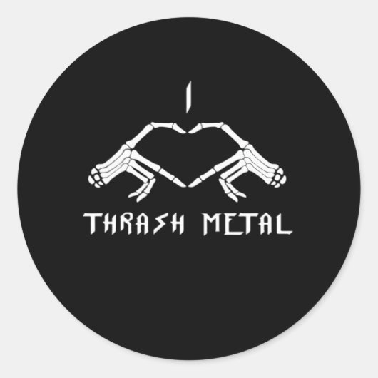 Thrash Skeleton Hands Heart Classic Ronde Sticker (Voorkant)