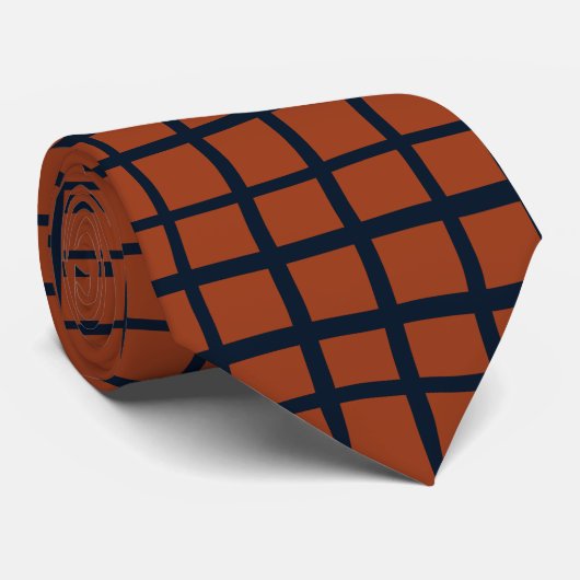 Thread Pattern (Navy en Rust (XV)) Stropdas (Opgerold)
