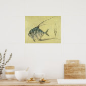  Threadfin Trevally, Afrikaanse Pompano vis Poster (Keuken)