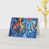 Three Blue Angels Greeting Card Kaart (Gele Bloem)