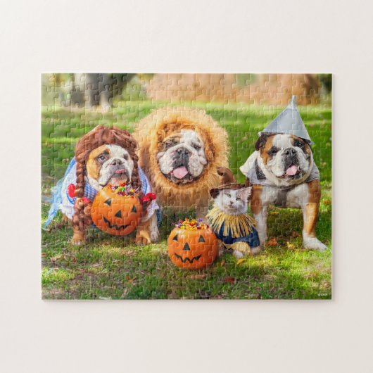 Three Bulldogs in Costumes Legpuzzel (Horizontaal)