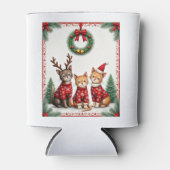 Three Cat Funny Christmas Cat Ugly Xmas Sweater Me Blikjeskoeler (Voorkant)