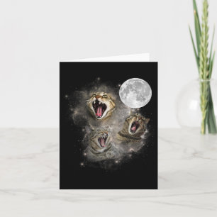 Three Cat Meow Moon Funny Weird Cursed Meme Kaart