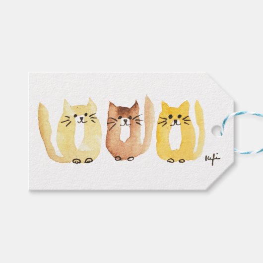 Three Cats Cadeaulabel (Voorkant (Horizontaal))
