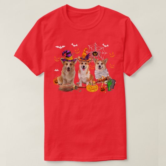 Three Corgi Pumpkin Halloween Dog Lover Funny  T-shirt (Design voorkant)
