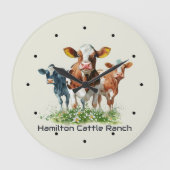 Three Cows Humorous Personalized Grote Klok (Voorkant)