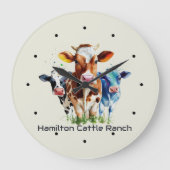 Three Cows Humorous Personalized Grote Klok (Voorkant)