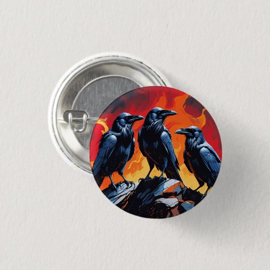 Three Crows Ronde Button 3,2 Cm (Voorkant /achterkant)