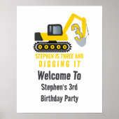Three & Digging It 3rd Birthday Party Welkom Poster (Voorkant)