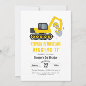 Three & Digging it Bouw 3e verjaardag Kaart (Voorkant)