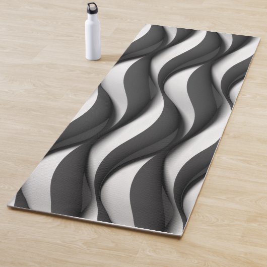 Three Dimensional Black and White Wave Pattern Yogamat (In situ)