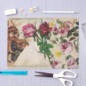 THREE DOGGIES WITH ROSES  MONOGRAM  TISSUEPAPIER (Craft)