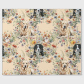Three Dogs in Wildflowers Seamless Cadeaupapier (Vlak)