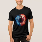 Three Elemental Wolves Under Full Moon Tri-Blend Shirt (Voorkant)