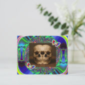 Three eyed alien skull briefkaart (Staand voorkant)