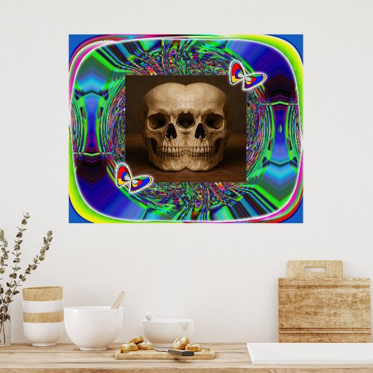 Three-eyed alien skull poster (Keuken)