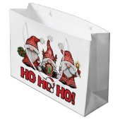 Three Festive Gnomes Christmas Gift Bag Groot Cadeauzakje (Achterkant Gekanteld)