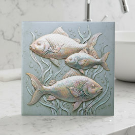 Three Fish Opalescent Bas Relief D1221 Tegeltje