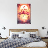 THREE FLAMINGOS Surreal Canvas Afdruk (Insitu (Slaapkamer))