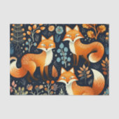Three Foxes Woodland Pattern Decoupage Paper Tissuepapier (Voorkant)