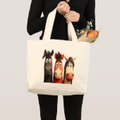 Three Funny Horses Grote Tote Bag (Voorkant (product))