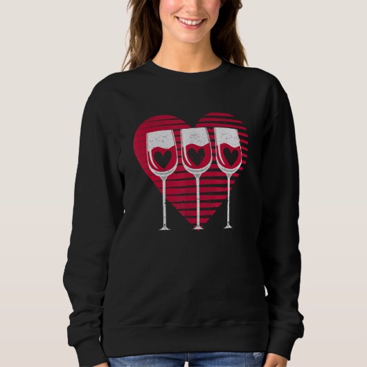 Three Glasses Wine  Heart  Couples Valentine's Day Trui (Voorkant)