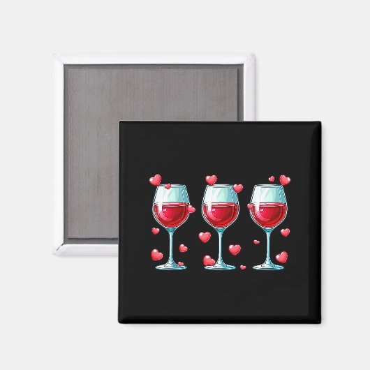 Three Gles Of Wine Valentine's Day Couple Funny Dr Magneet (Voorkant / Achterkant)