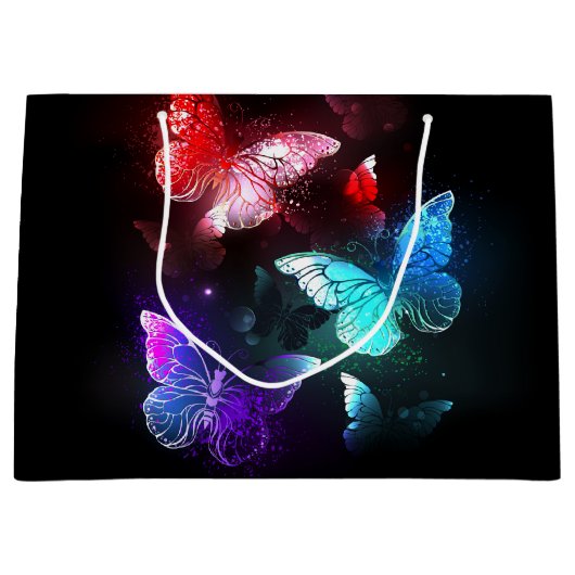 Three Glowing Butterflies on night background Groot Cadeauzakje (Voorkant)