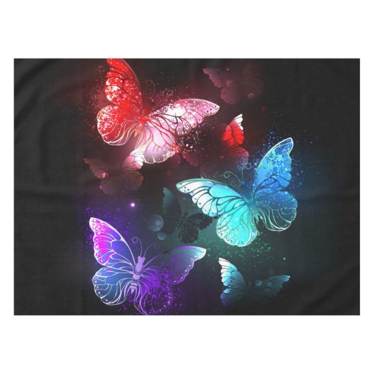 Three Glowing Butterflies on night background Tafelkleed (Voorkant (Horizontaal))
