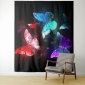 Three Glowing Butterflies on night background Wandkleed (In situ)