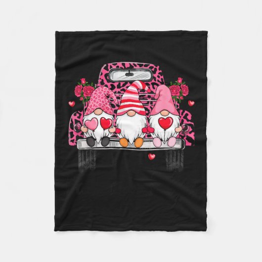 Three Gnomes And Leopard Truck Happy Valentine's D Fleece Deken (Voorkant)