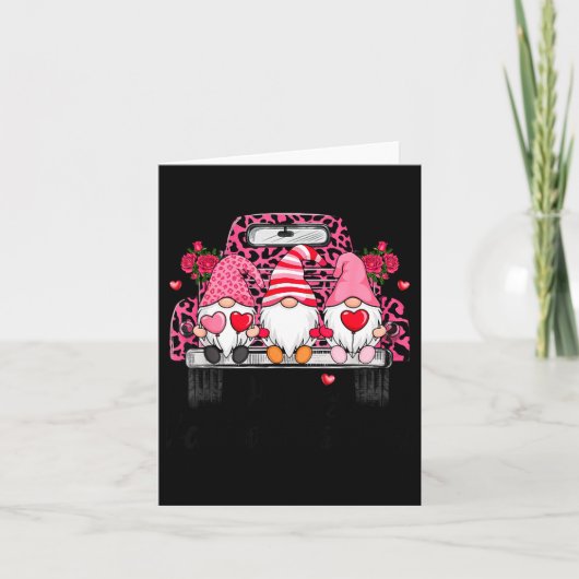 Three Gnomes And Leopard Truck Happy Valentine's D Kaart (Voorkant)