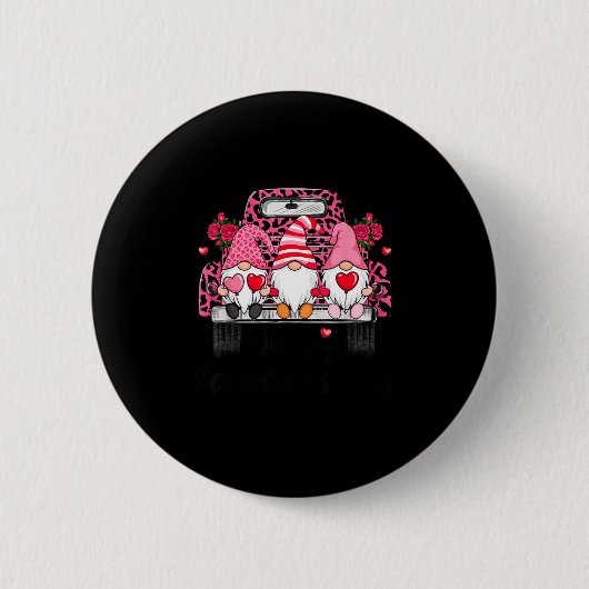 Three Gnomes And Leopard Truck Happy Valentine's D Ronde Button 5,7 Cm (Voorkant)