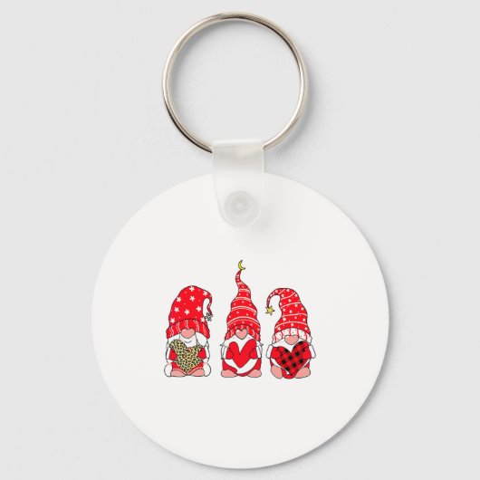 Three Gnomes Holding Heart Leopard Happy Valentine Sleutelhanger (Voorkant)