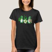 Three Gnomes Holding Shamrock Leopard Plaid St Pat T-shirt (Voorkant)