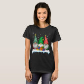 Three Gnomes Tree Lights Men Women Matching Xmas H T-shirt (Voorkant volledig)