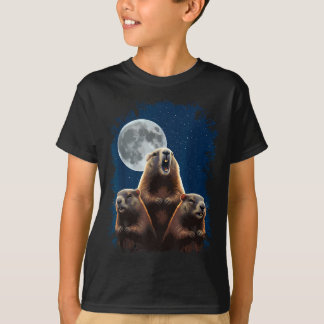 Three Groundhogs And A Moon Funny Groundhog Day  T-shirt