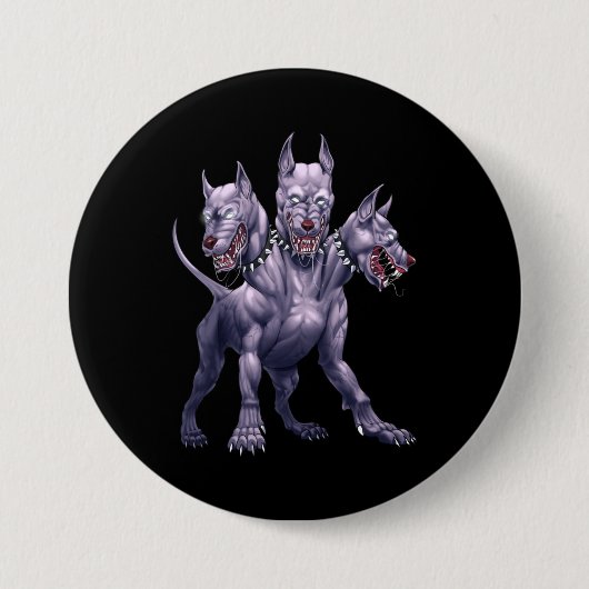 Three Headed Dog Cerberus Ronde Button 7,6 Cm (Voorkant)