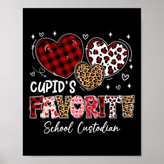 Three Hearts Cupid's Favorite School Custodian Val Poster (Voorkant)