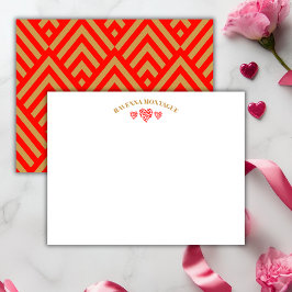 Three Hearts Gold Apple Red Striped Fans Note Card Notitiekaartje