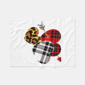 Three Hearts Leopard Buffalo Plaid Valentines Day  Fleece Deken (Voorkant (Horizontaal))