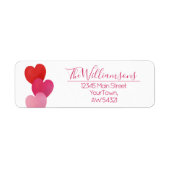 Three Hearts on White with Red Pink Text Etiket (Voorkant)