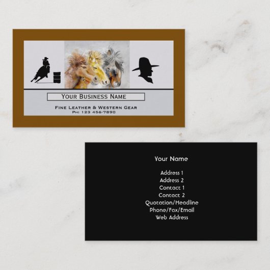 Three Horses Western Business Card Visitekaartje (Voorkant / Achterkant)