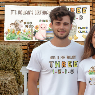 Three-i-e-i-o 3e verjaardag boerderij thema ouders t-shirt