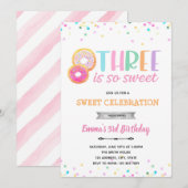 Three is so sweet invitation de beignet (Devant / Derrière)